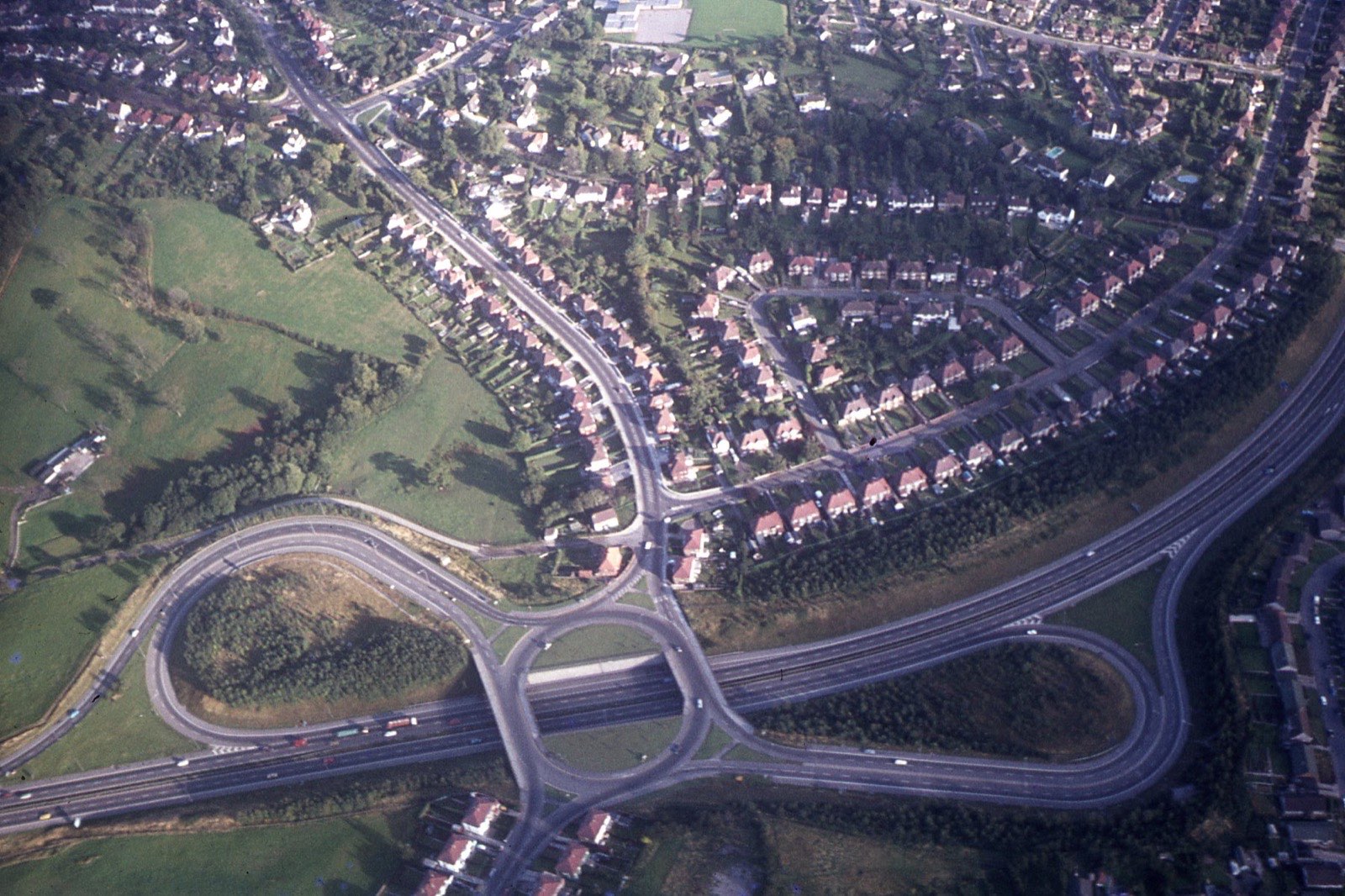 Aerial view of a developed residential scheme