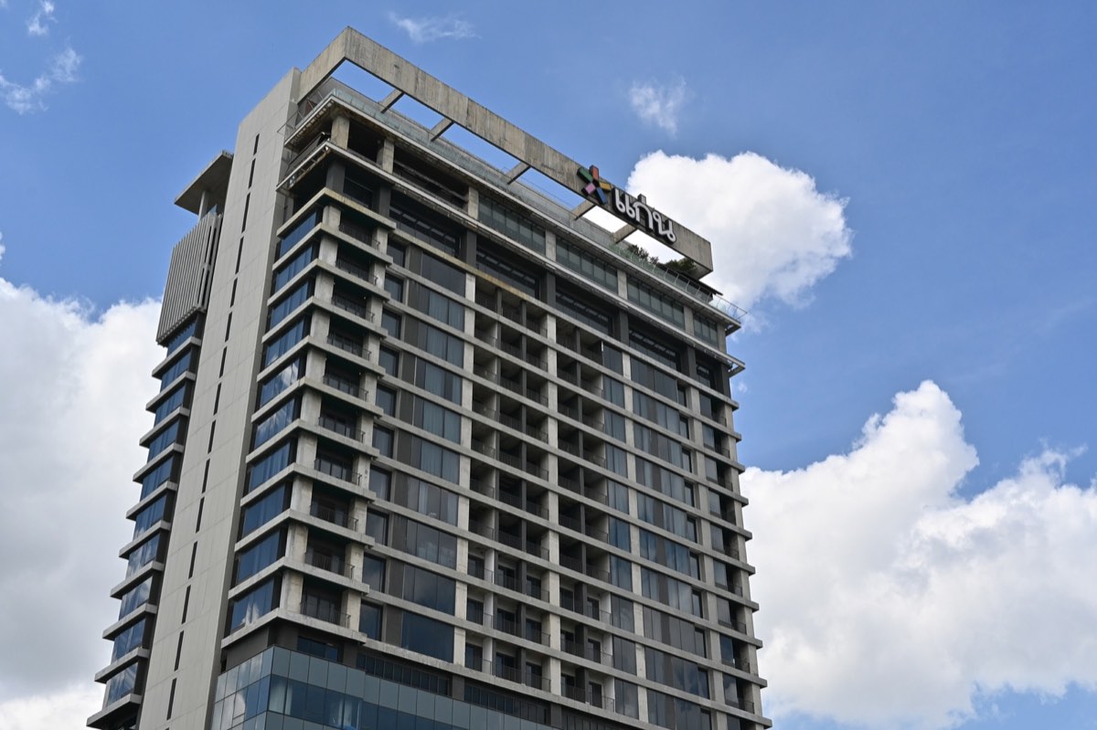 Completed modern commercial tower
